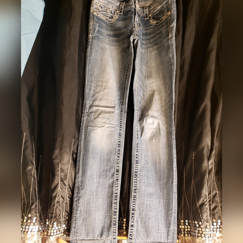 Miss Me Blue Straight Jeans with Natural Creasing